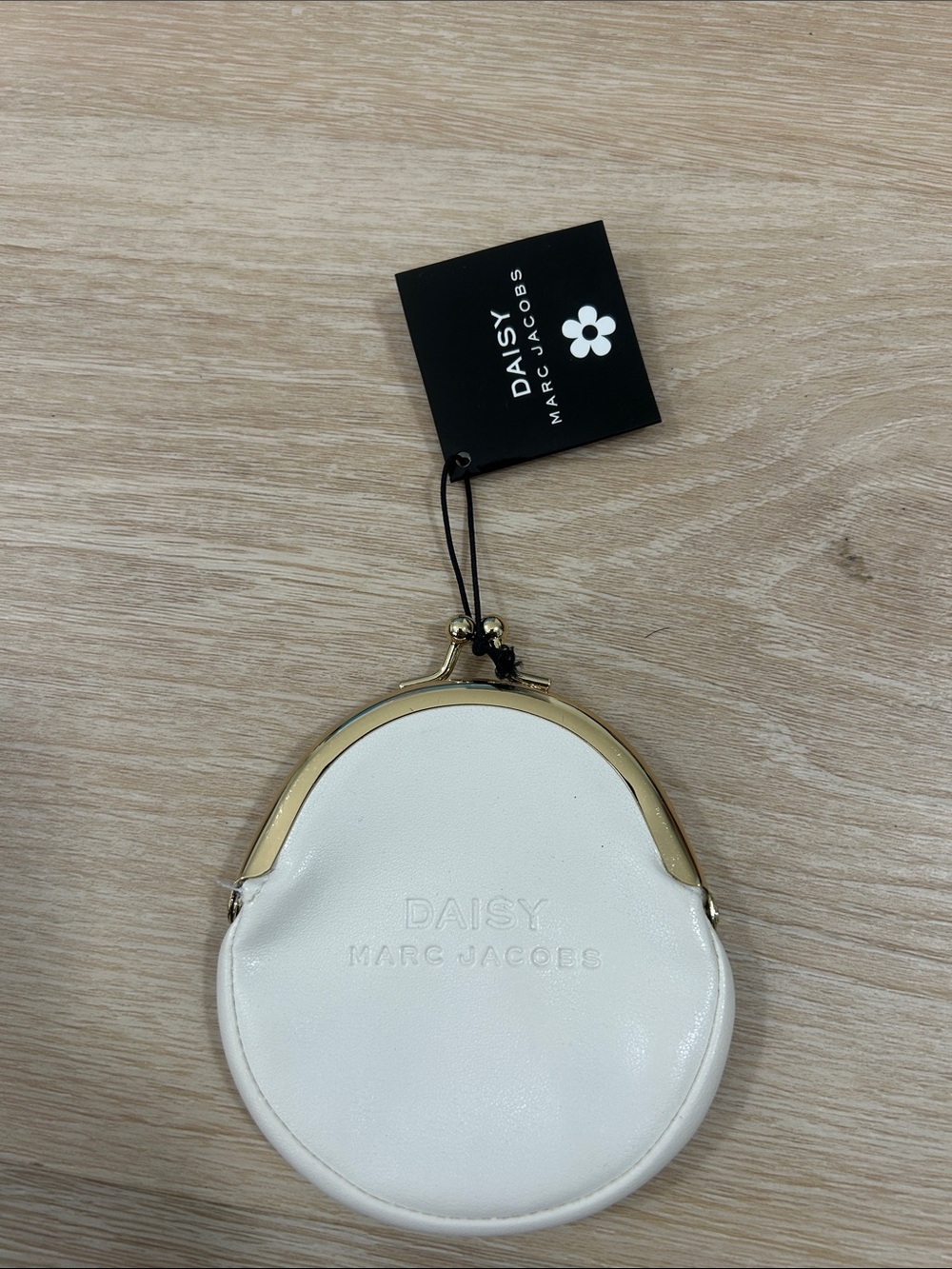 Marc Jacobs White Daisy Coin Pouch with Gold Frame